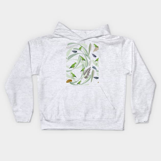 Parrots in jungle Kids Hoodie by Slownessi